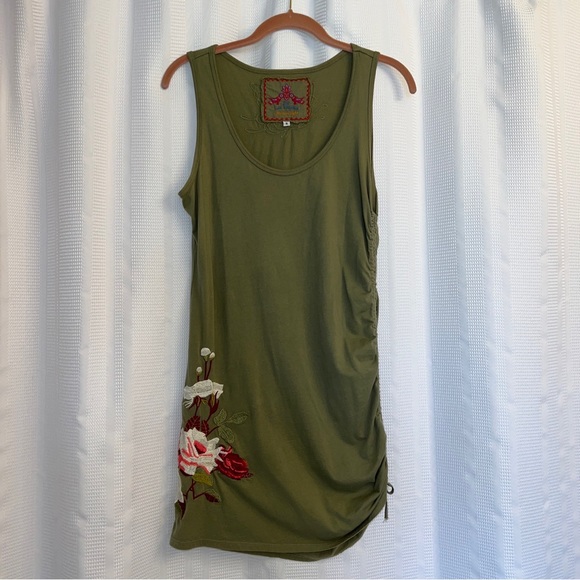 Johnny Was Dresses & Skirts - Johnny Was Olive Green Sleeveless Embroidered Floral Mini Dress